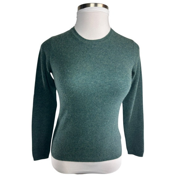 Tahari Pure Luxe 100% Cashmere Sweater Green Heather Crewneck Women’s XS - Picture 12 of 12